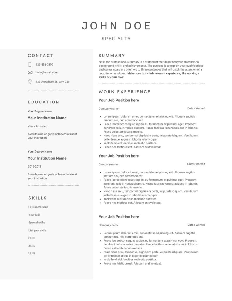 sample resume